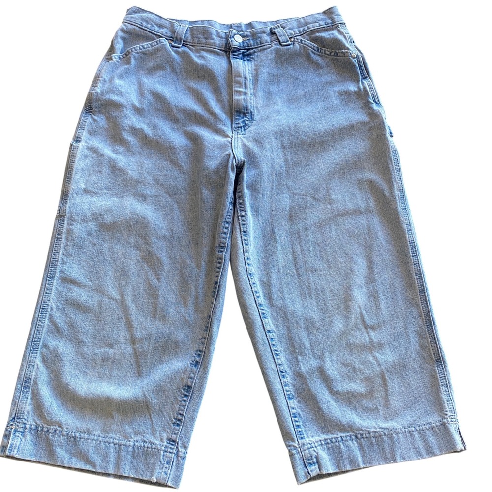 Riveted by Lee Jean Capris 33 x 20 Light Wash Denim High Rise Wide Leg Vintage